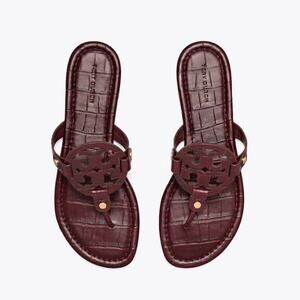 TORY BURCH MILLER CROC-EMBOSSED LEATHER SANDAL! Sz 8